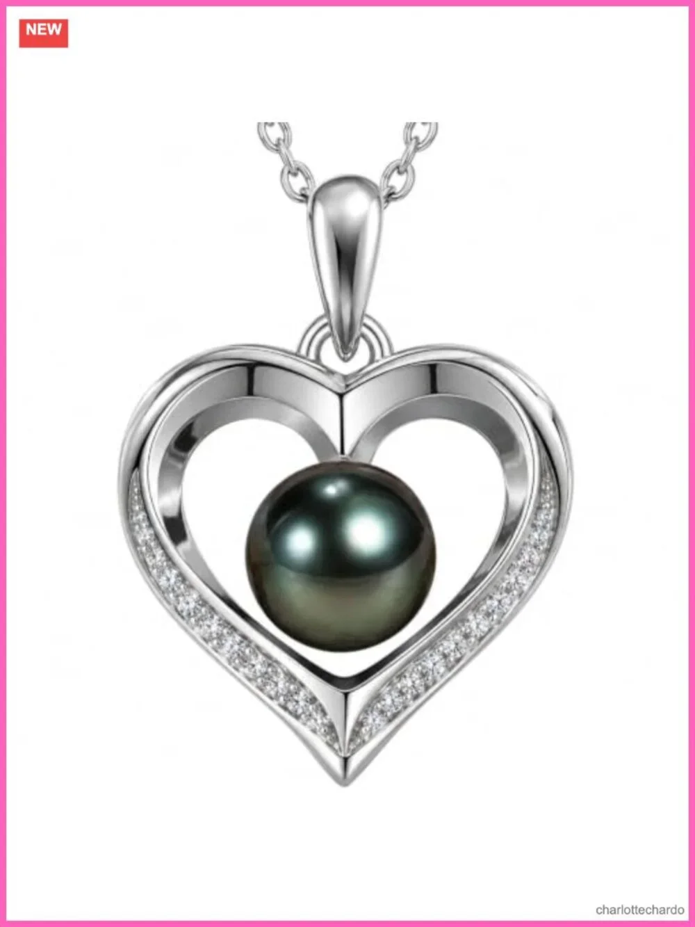 Tahitian Pearl Necklace 925 Sterling Silver 18K Gold Plated 18 Inch